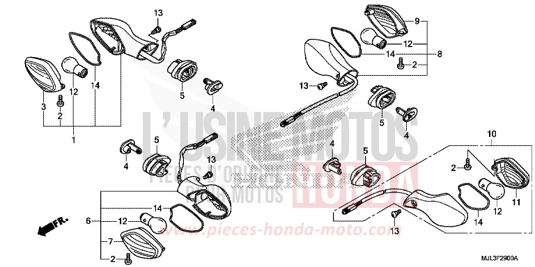 CLIGNOTANT de NC750X "Méca" SWORD SILVER METALLIC (NHA95) de 2014